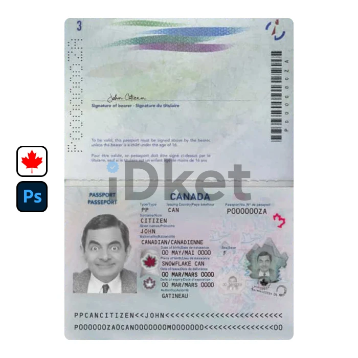 Canada-Pass-ii Canada Passport PSD Template - Image 1