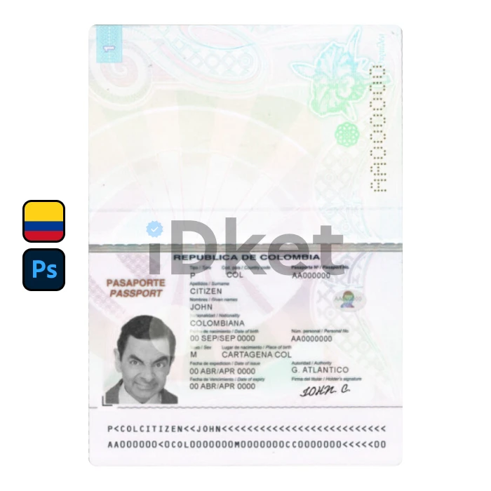 Colombia-3- Colombia Passport PSD Template - Image 1