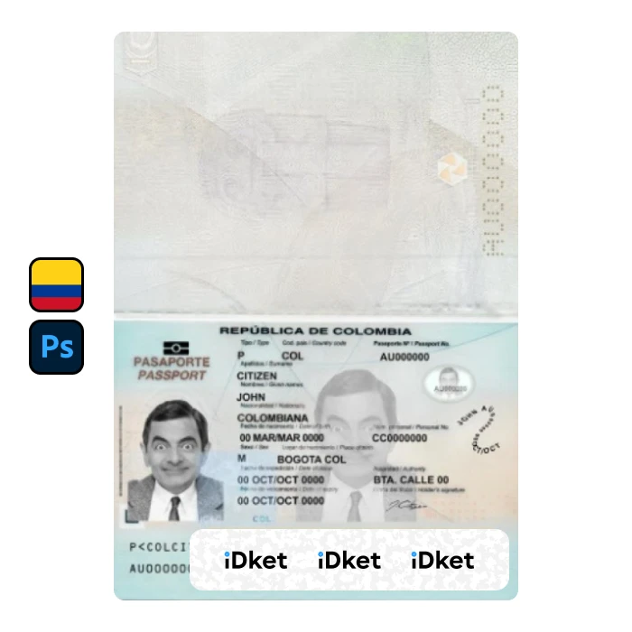 Colombia-4- Colombia Passport PSD Template - Image 1