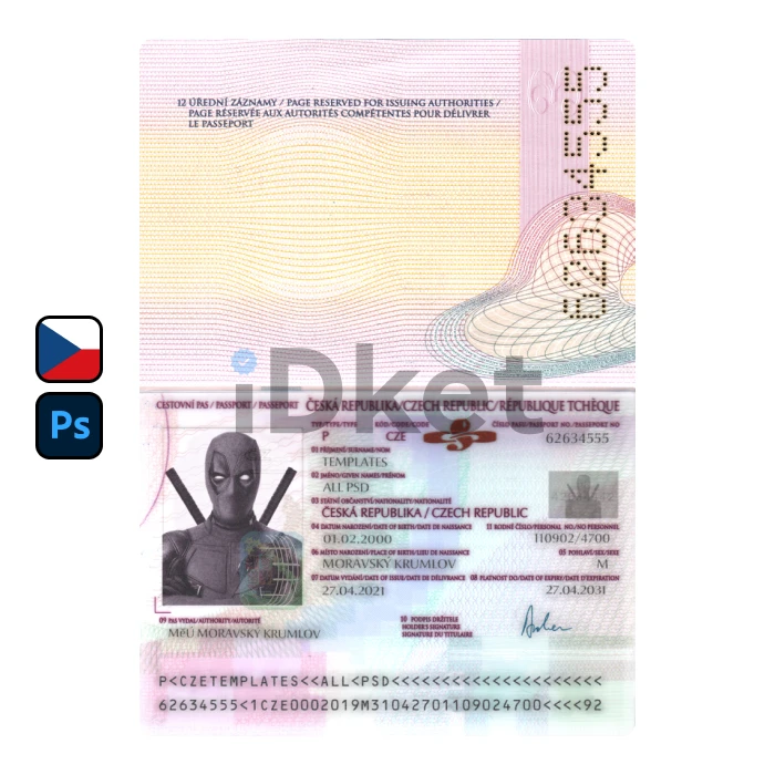 Czech-4- Czech Passport PSD Template - Image 1