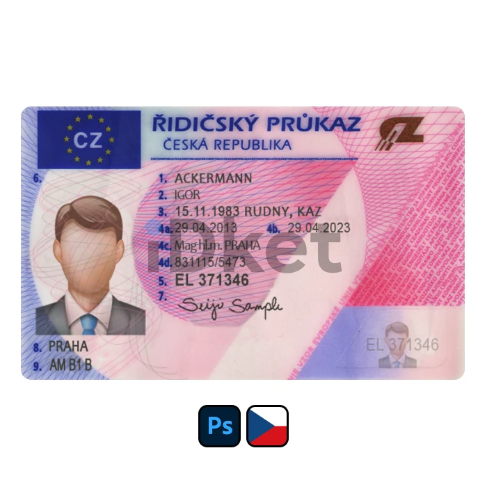 Czech-dl-1 Czech Driver License PSD Template - Image 1