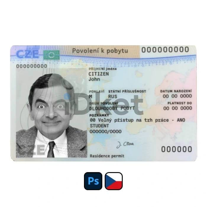 Czechia-Rp-1- Czech Residence Permit PSD Template - Image 1