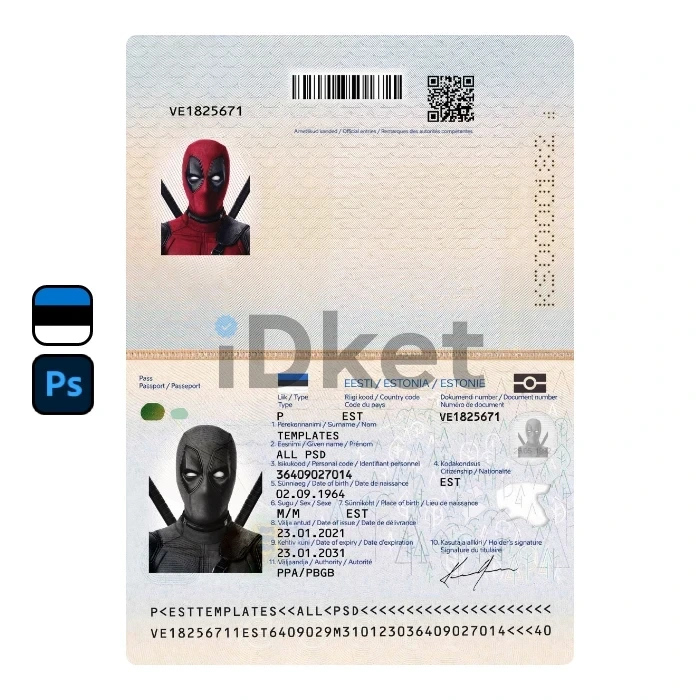 Estonia-Pass-2- Estonia Passport PSD Template - Image 1