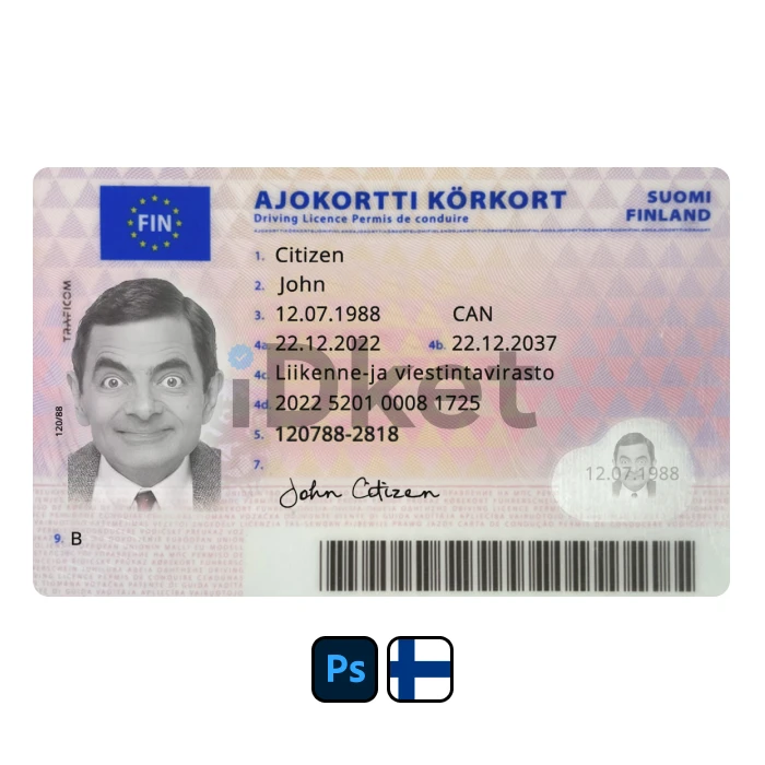 Fin-dl-1 Finland Driver License PSD Template - Image 1