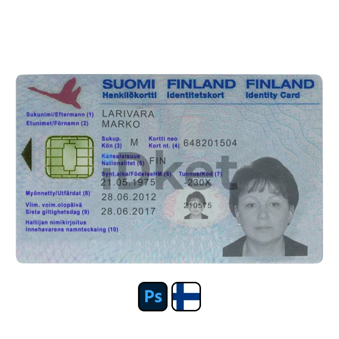 Finland-8 Finland ID Card PSD Template - Image 1