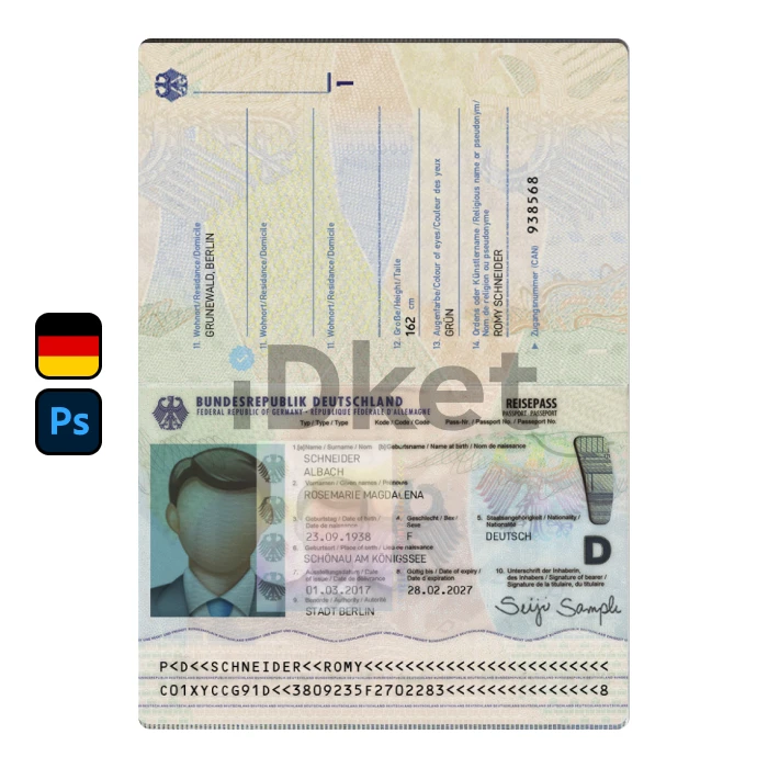 Germany-2 Germany Passport PSD Template - Image 1