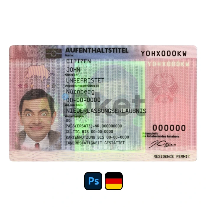 Germany-Rp1-1 Germany Residence Permit PSD Template - Image 1