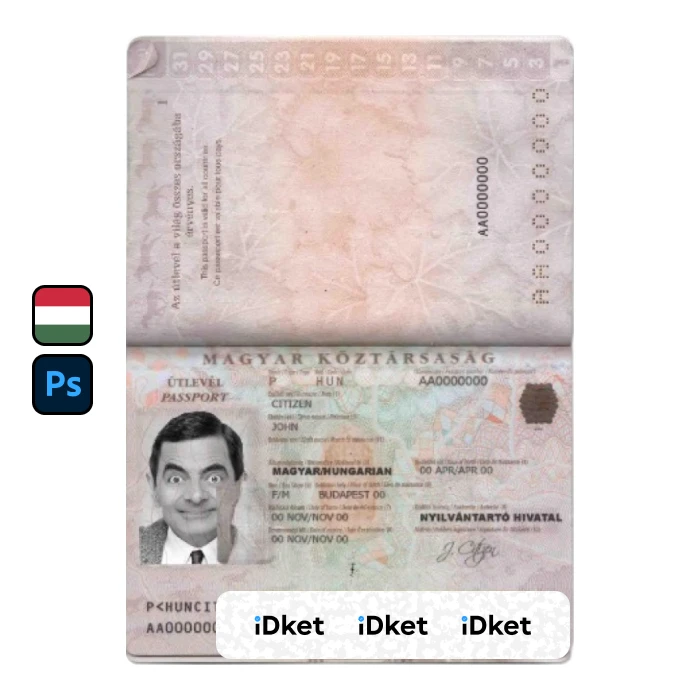 Hungary-4- Hungary Passport PSD Template - Image 1