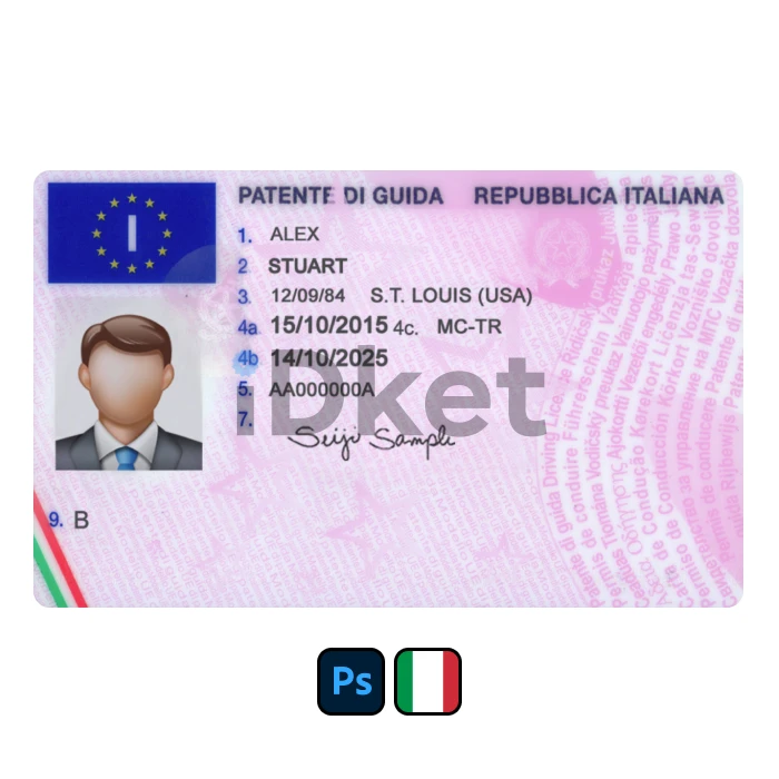 Italy-dl-1 Italy Driver License PSD Template (2 Ver.) - Image 1