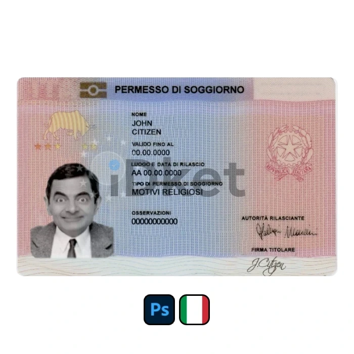 Italy-rp-1- Italy Residence Permit PSD Template - Image 1