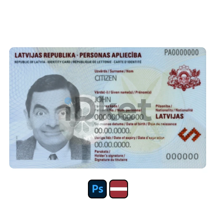 Latvia-6- Latvia ID Card PSD Template - Image 1