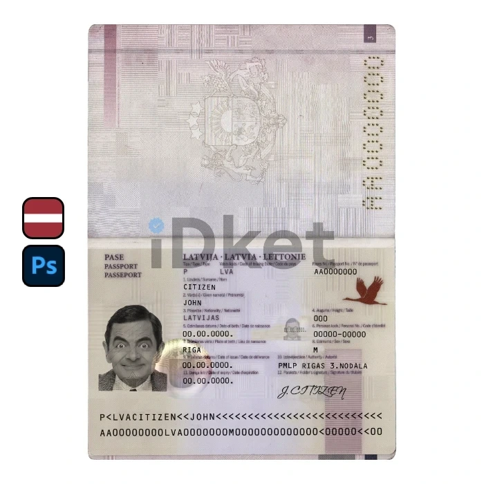 Latvia-pass-2- Latvia Passport PSD Template - Image 1