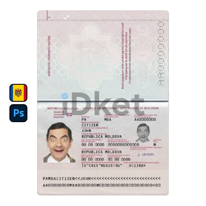 Moldova- Moldova Passport PSD Template - Image 1