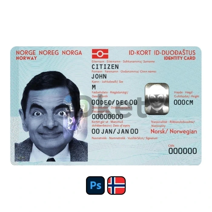 Norway-id-2- Norway ID Card PSD Template - Image 1
