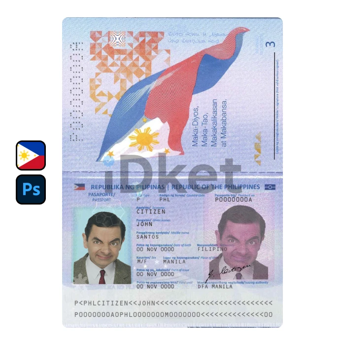 Philip-3 Philippines Passport PSD Template - Image 1