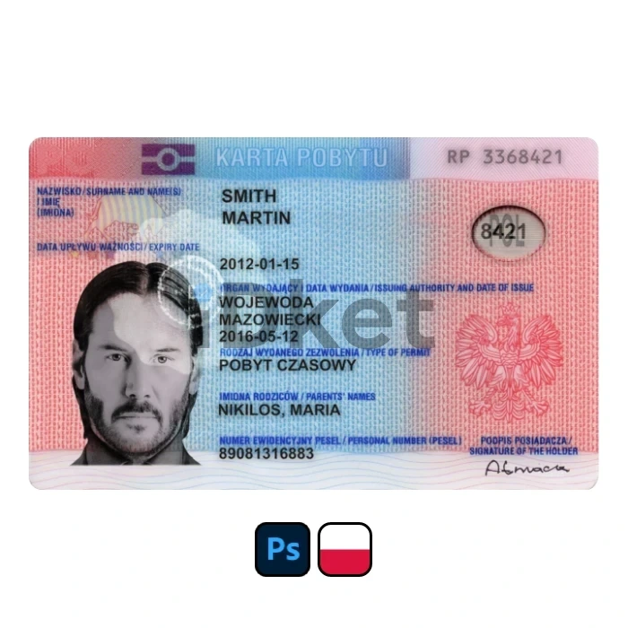 Poland-Rp-3- Poland Residence Permit PSD Template - Image 1