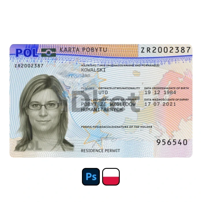 Poland-Rp-5- Poland Residence Permit PSD Template - Image 1