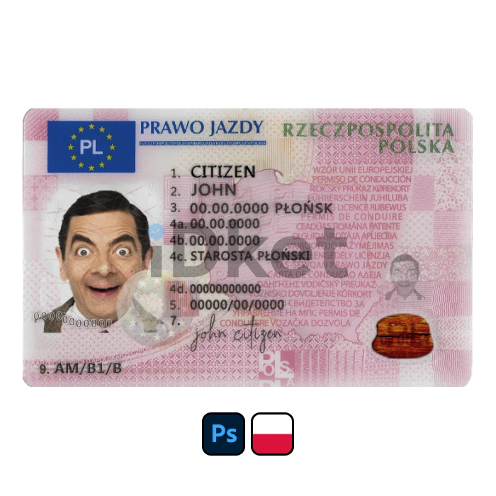 Poland-dl-2 Poland Driver License PSD Template - Image 1