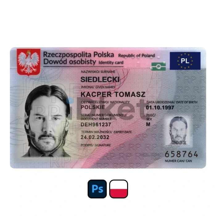 Poland-id-2- Poland ID Card PSD Template - Image 1