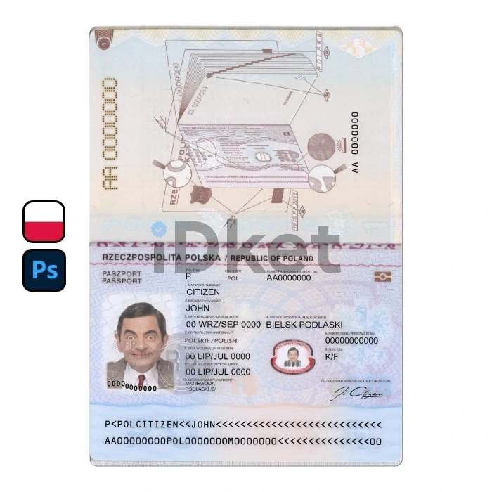 Poland-pass- Poland Passport PSD Template - Image 1