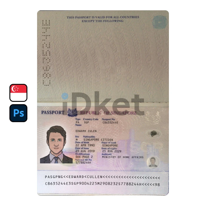 Sang-Pass Singapore Passport PSD Template - Image 1