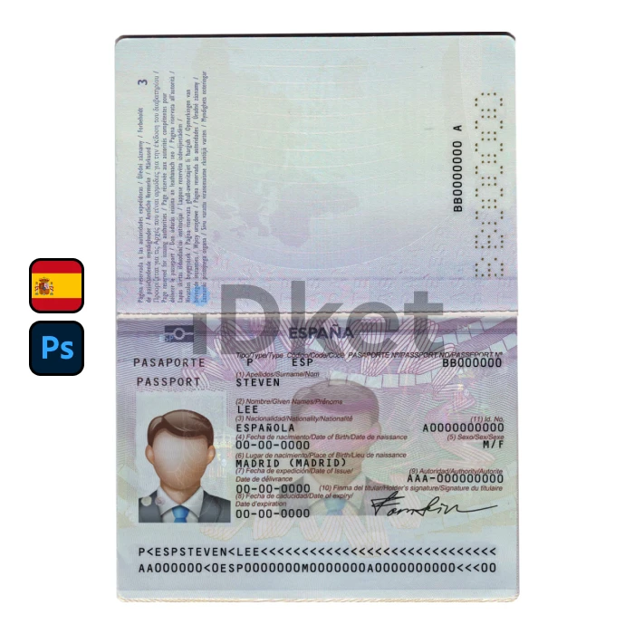Spain-Pass-1 Spain Passport PSD Template - Image 1