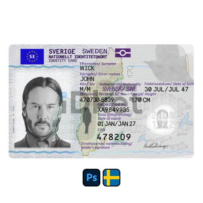 Sweden-id-2 Sweden ID Card PSD Template - Image 1