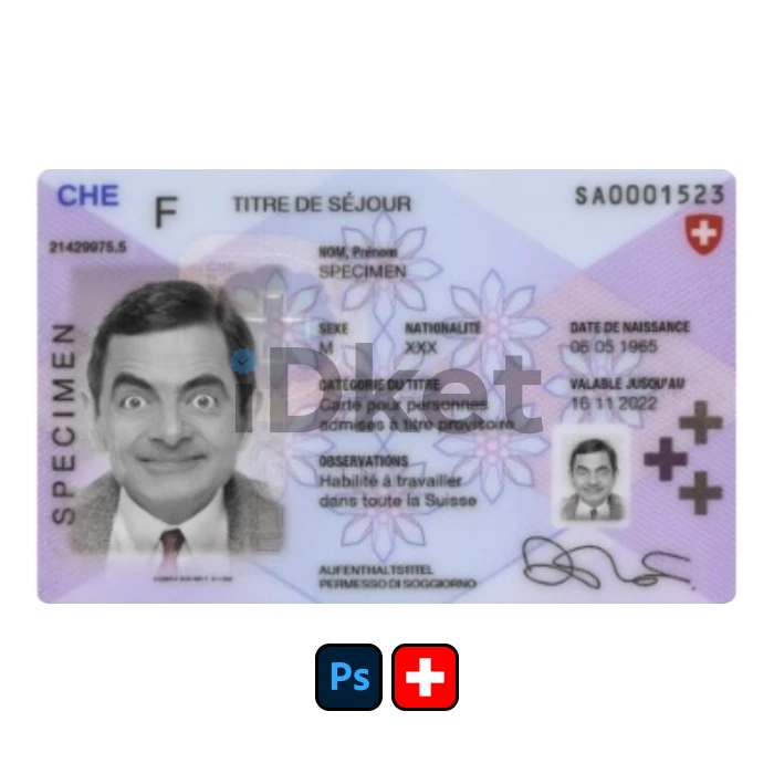 Switzerland rp (2) Switzerland Residence Permit PSD Template - Image 1