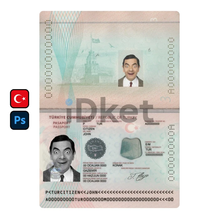 Turkey-1 Turkey Passport PSD Template - Image 1