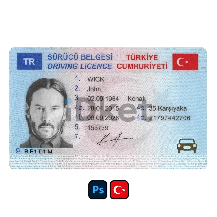 Turkey-8 Turkey Driver License PSD Template - Image 1