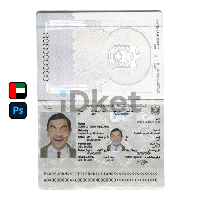 UAE-9 United Arab Emirates (UAE) Passport PSD Template (2 Ver.) - Image 1