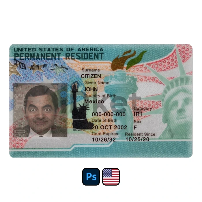 Usa-Rp-2 USA Residence Permit PSD Template - Image 1