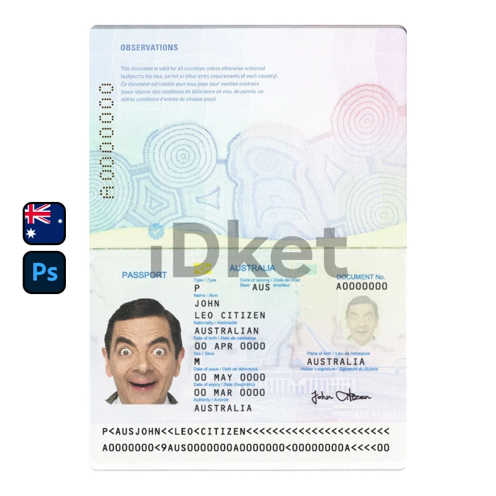 australia-1- Australia Passport PSD Template - Image 1
