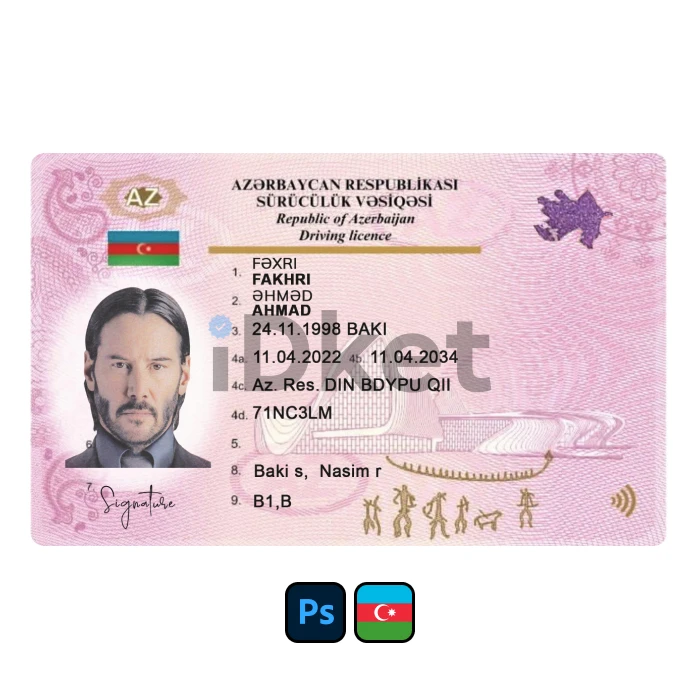 azerbijan-2- Azerbaijan Driver License PSD Template - Image 1