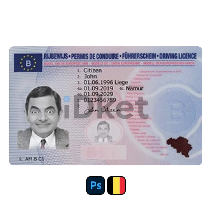 belgium-1- Belgium Driver License PSD Template - Image 1