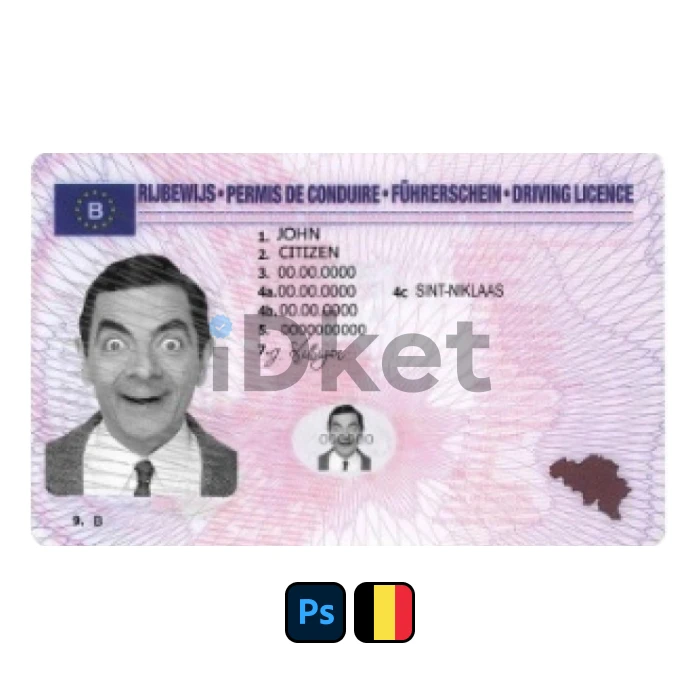 belgium-10- Belgium Driver License PSD Template - Image 1