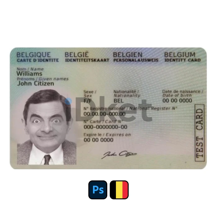 belgium-4- Belgium ID Card PSD Template - Image 1