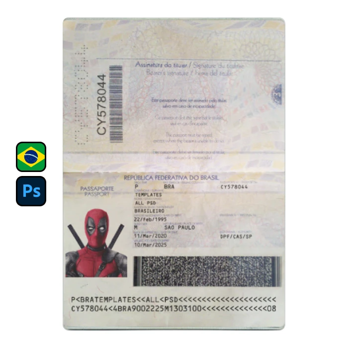 brazil-1- Brazil Passport PSD Template - Image 1