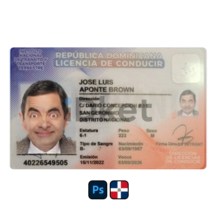 dominicana-5- Dominican Driver License PSD Template - Image 1