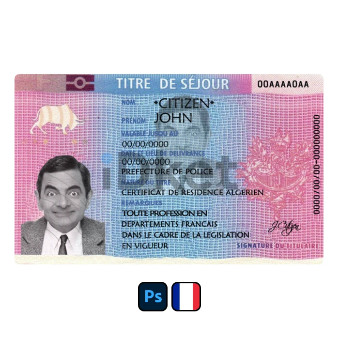 france-resident-permit-card-new-2 France Residence Permit PSD Template - Image 1