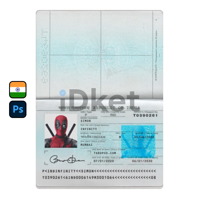 india-p-4 India Passport PSD Template (2 Ver.) - Image 1