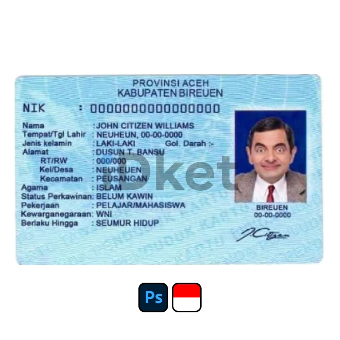 indonesia-3- Indonesia ID Card PSD Template - Image 1