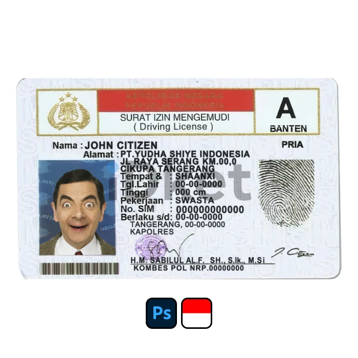 indonesia-7 Indonesia Driver License PSD Template - Image 1