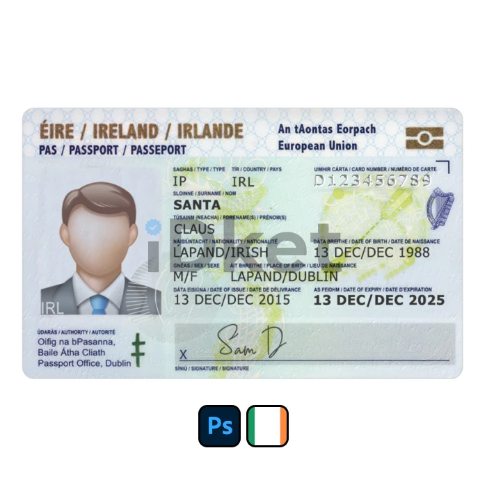 ireland-1 Ireland ID Card PSD Template - Image 1