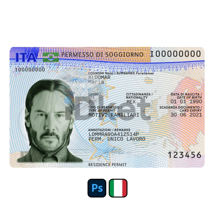 italy-2- Italy Residence Permit PSD Template - Image 1