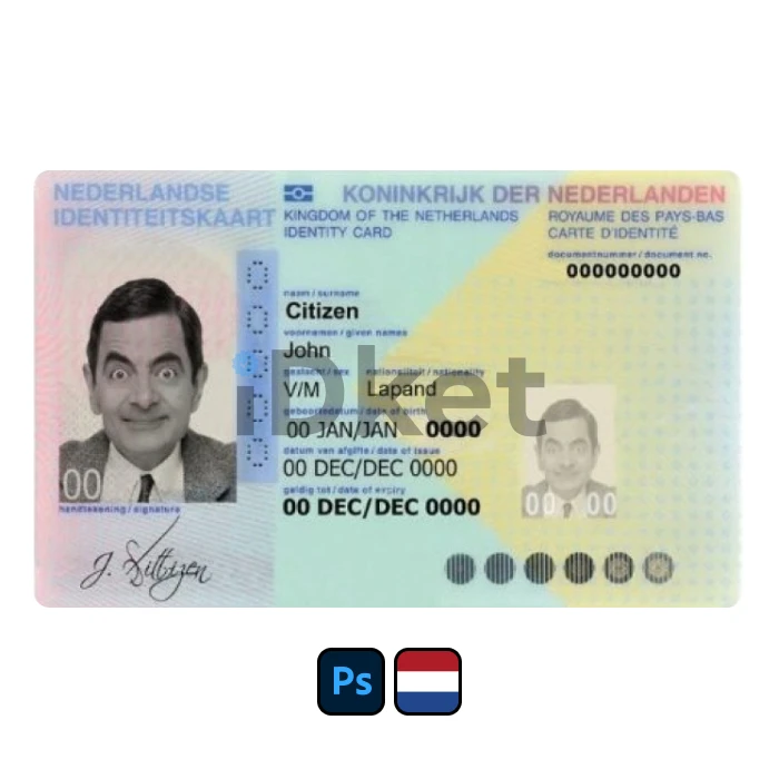 netherlands-4- Netherlands ID Card PSD Template - Image 1