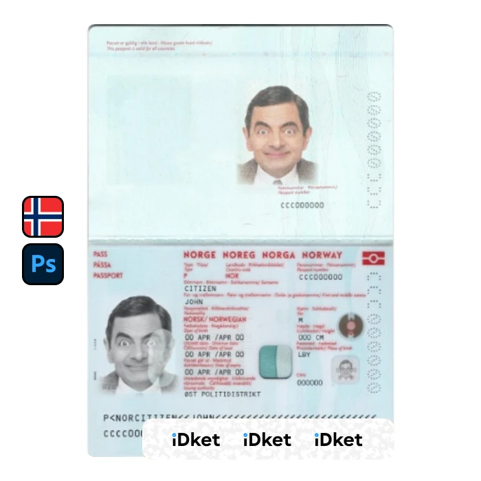 norway- Norway Passport PSD Template - Image 1