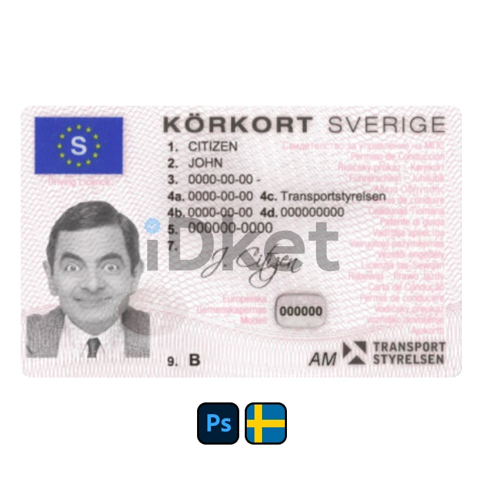 sweden-4- Sweden Driver License PSD Template - Image 1