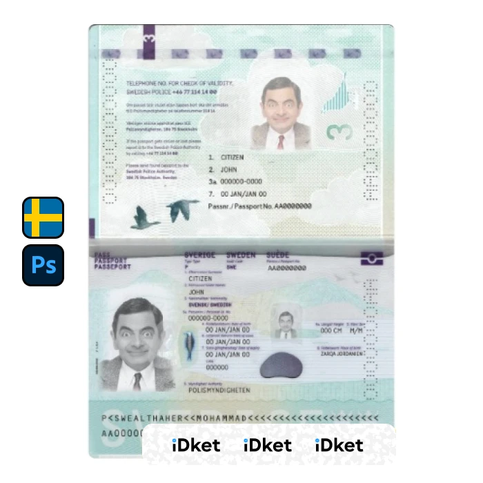 sweden-7- Sweden Passport PSD Template - Image 1