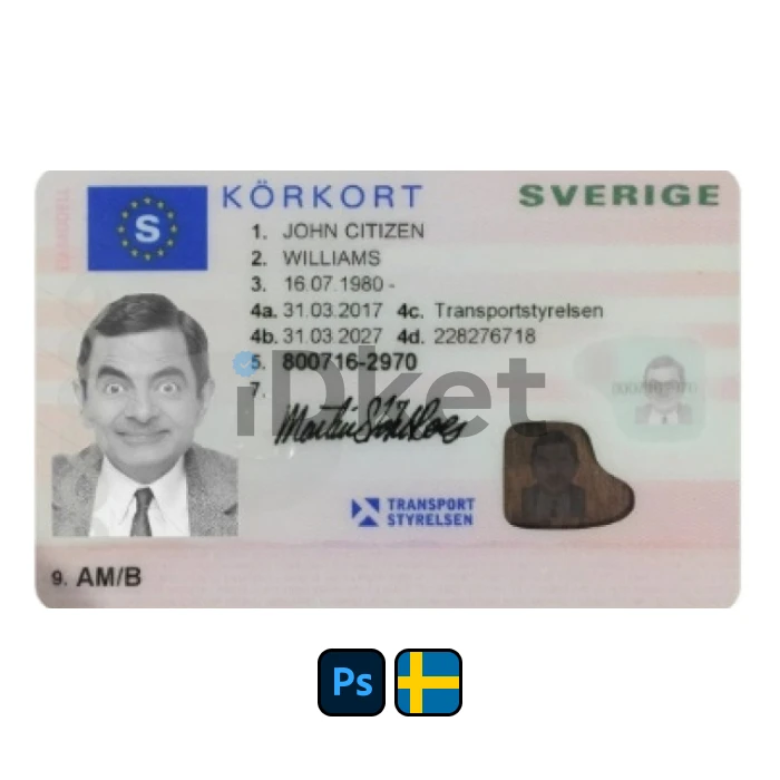 sweden-9- Sweden Driver License PSD Template - Image 1